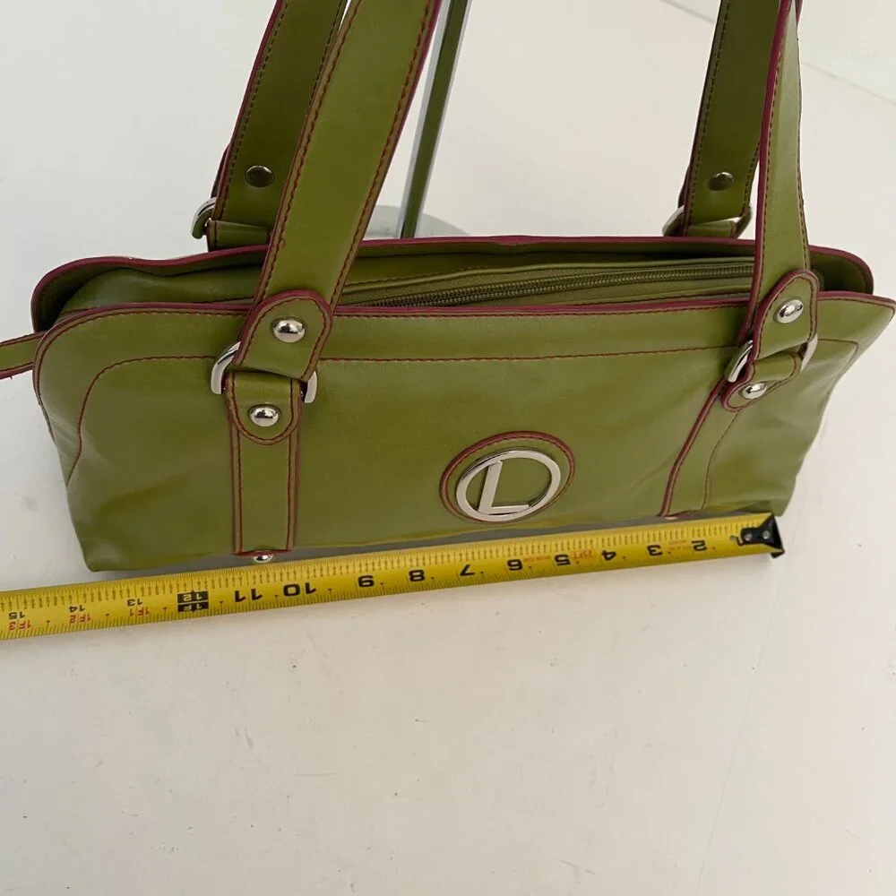 Nine West Green Pink Vegan‎ Leather Satchel Handbag Purse Retro Twee Colorful